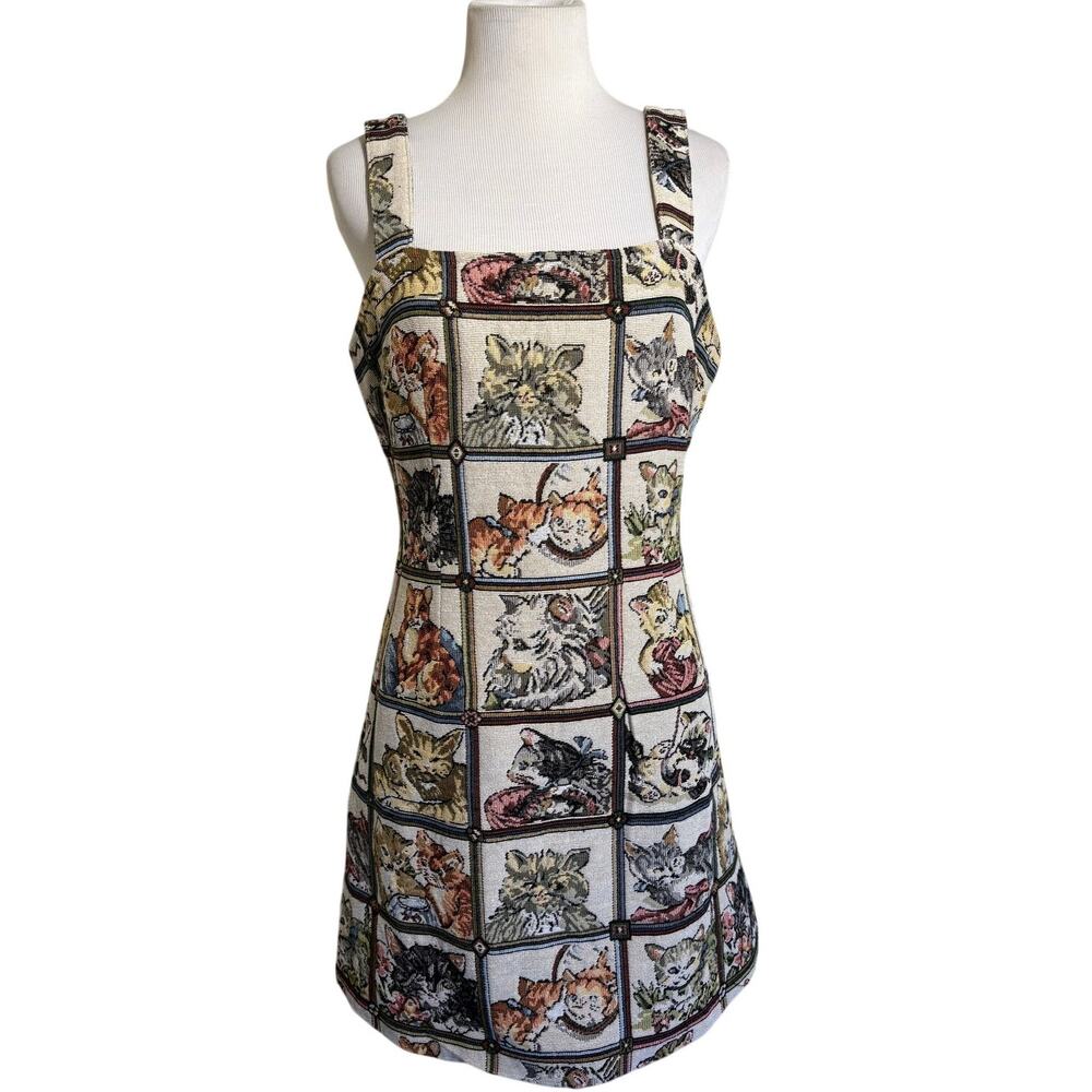 Cider Cat Lover Tapestry Mini Tank Dress Novelty Women's Size M